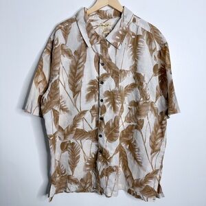 Panama‎ Jack Mens XXL Short Sleeves Hawaiian Shirt White Brown Ramie Resortwear
